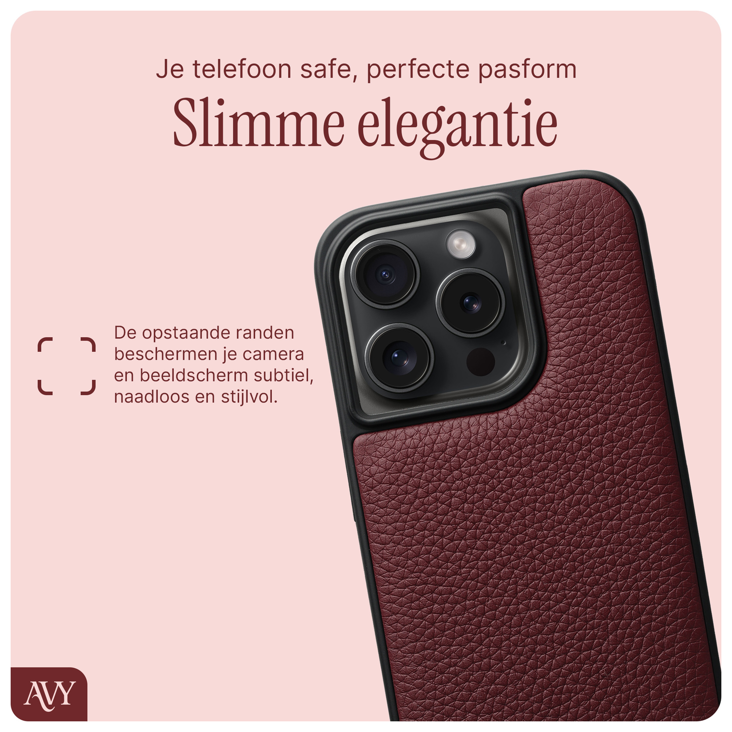 AVY Apple iPhone 14 Pro Hoesje met Koord Haakjes MagSafe Leer Burgundy afbeelding 7