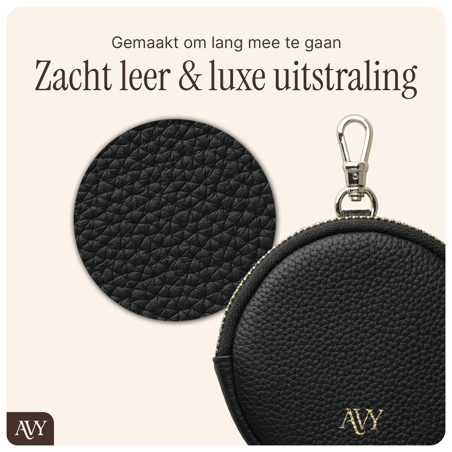 AVY Mini Leren Telefoontasje / Phone Bag Leather Black afbeelding 6