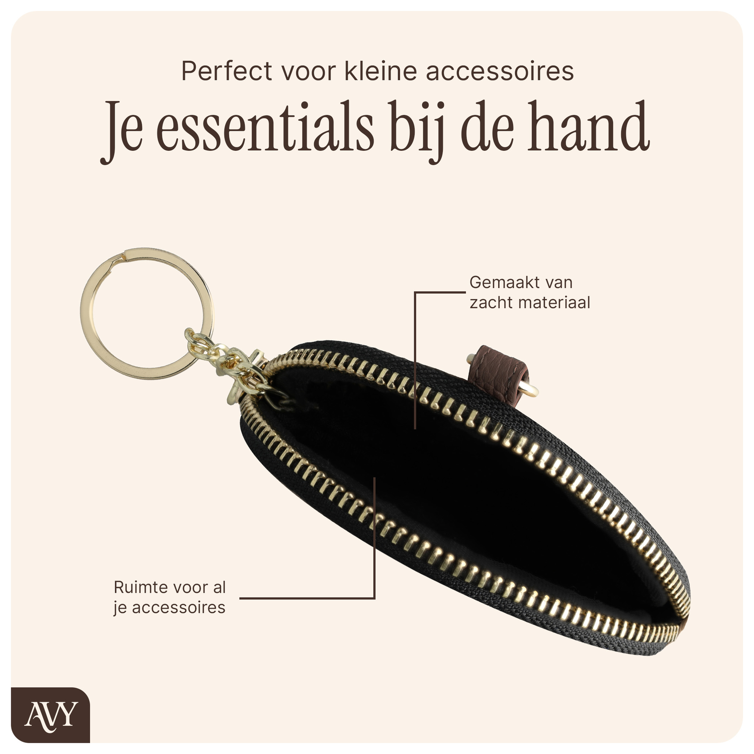AVY Mini Leren Telefoontasje / Phone Bag Leather Chocolate afbeelding 5