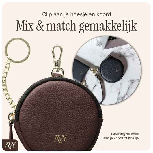 AVY Mini Leren Telefoontasje / Phone Bag Leather Chocolate afbeelding 4