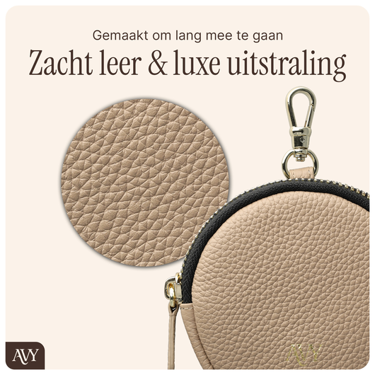 AVY Mini Leren Telefoontasje / Phone Bag Leather Beige afbeelding 4