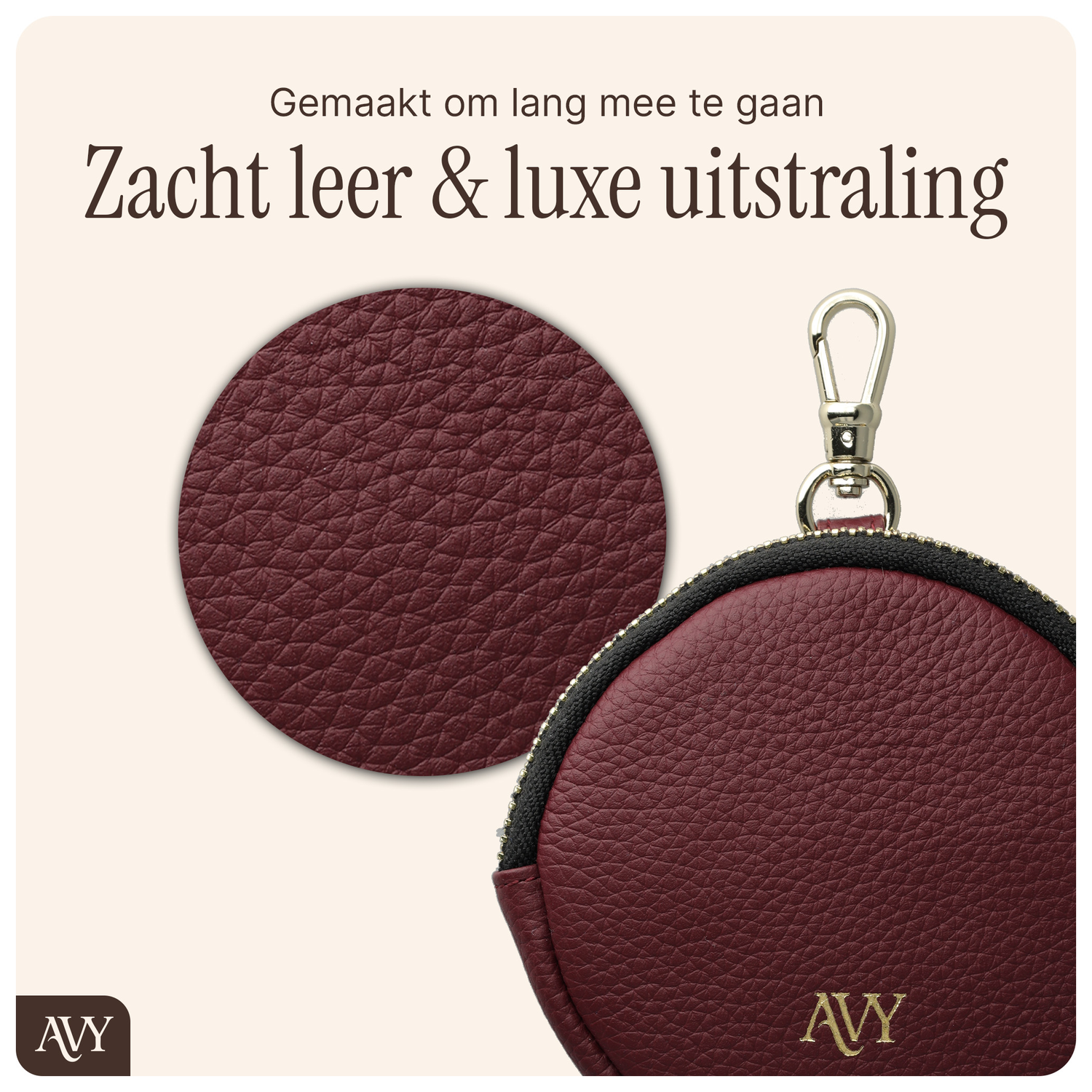 AVY Mini Leren Telefoontasje / Phone Bag Leather Burgundy afbeelding 4