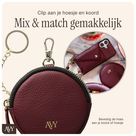 AVY Mini Leren Telefoontasje / Phone Bag Leather Burgundy afbeelding 5