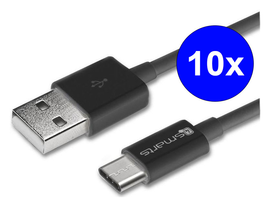 4smarts Universele USB-A naar USB-C Kabel 2 Meter Zwart 10-pack