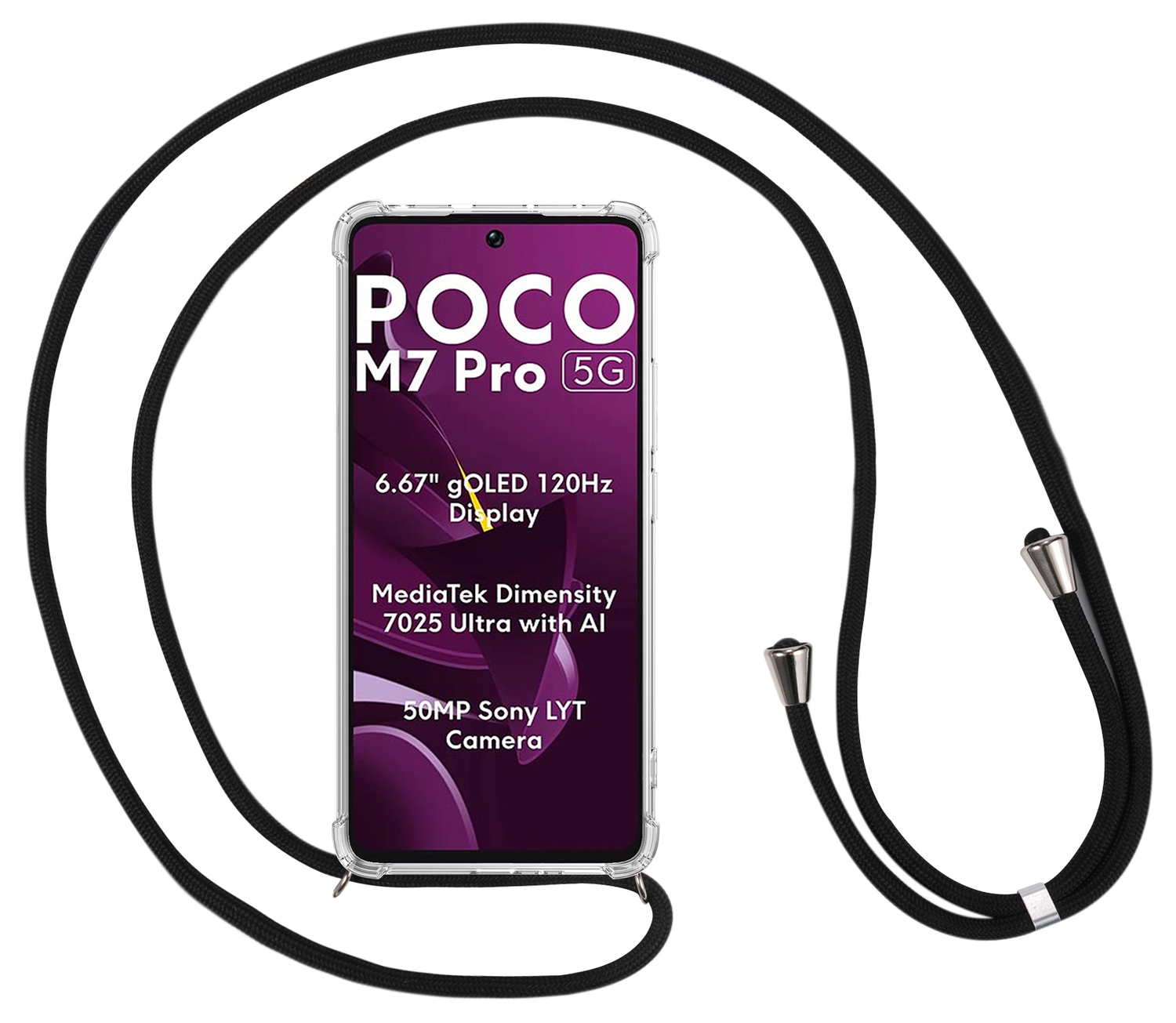 Xiaomi Poco M7 Pro Hoesje met Koord Schokbestendig TPU Transparant afbeelding 3