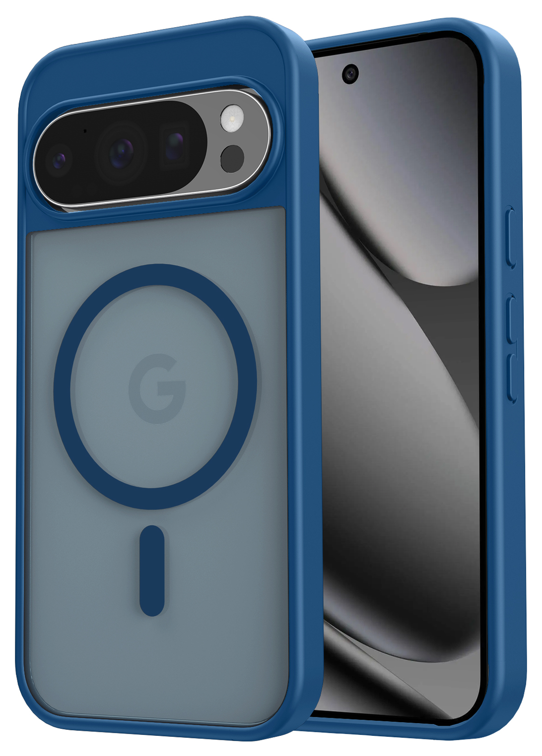 Google Pixel 10/10 Pro Hoesje MagSafe Back Cover PixelSnap Matte Blauw afbeelding 1