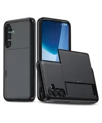 Samsung Galaxy S25 FE Hoesje met Slider Kaarthouder Back Cover Zwart afbeelding