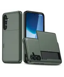 Samsung Galaxy S25 FE Hoesje met Slider Kaarthouder Back Cover Groen afbeelding