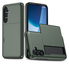 Samsung Galaxy S25 FE Hoesje met Slider Kaarthouder Back Cover Groen