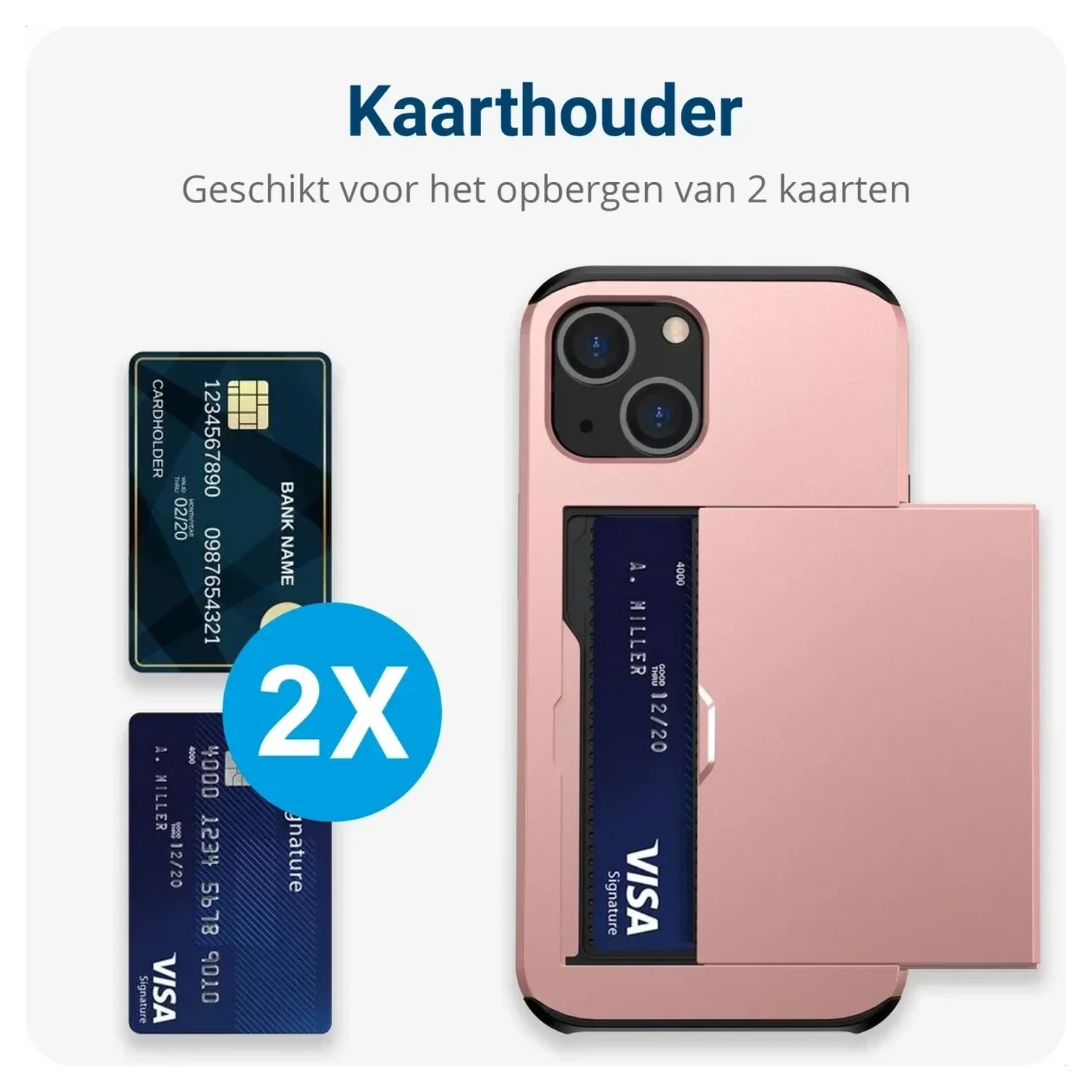 Samsung Galaxy S25 FE Hoesje met Slider Kaarthouder Back Cover Roze afbeelding 2
