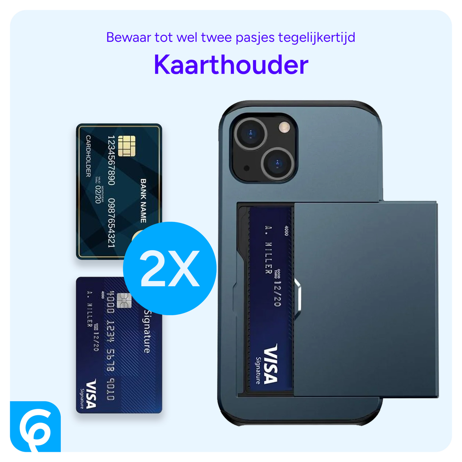 Samsung Galaxy S25 FE Hoesje met Slider Kaarthouder Back Cover Blauw afbeelding 4