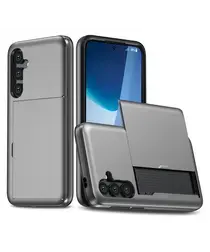 Samsung Galaxy S25 FE Hoesje met Slider Kaarthouder Back Cover Grijs afbeelding