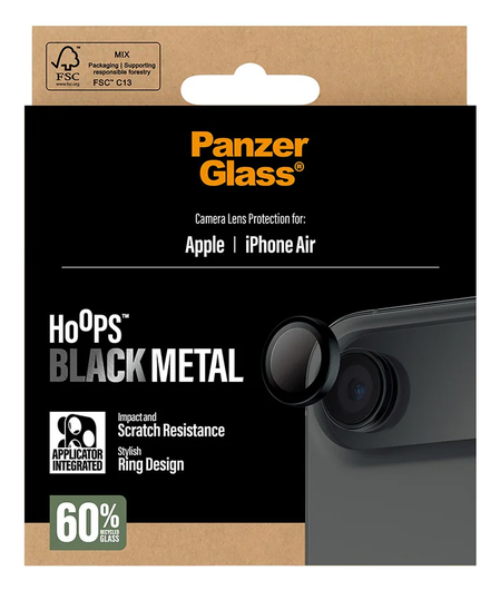 PanzerGlass Hoops Rings iPhone Air Camera Lens Protector Glas Zwart afbeelding 5