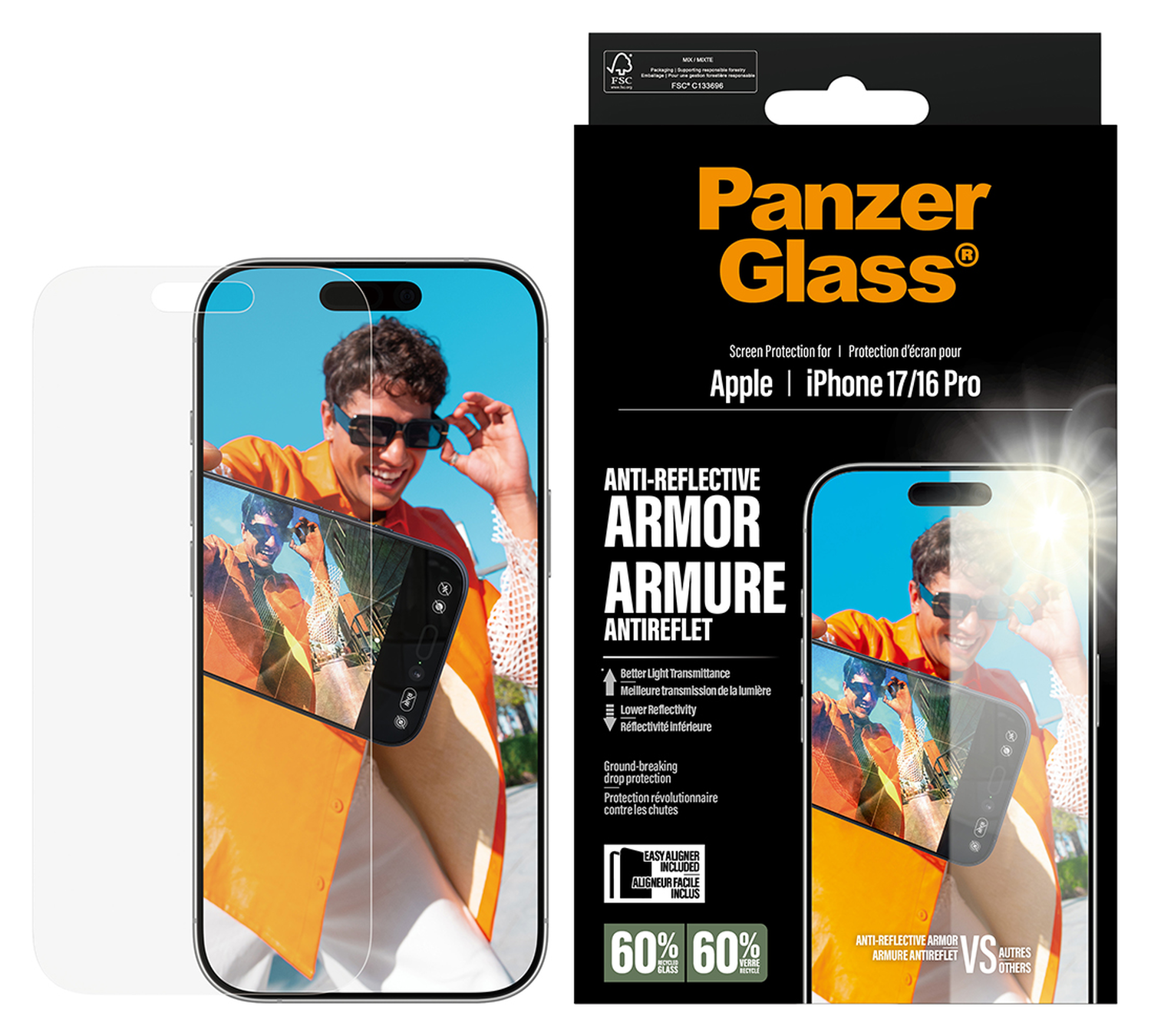 PanzerGlass Anti-Reflective iPhone 17 / 16 Pro Screen Protector Tempered Glass afbeelding 1