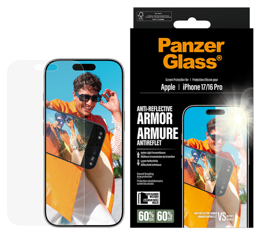 PanzerGlass Anti-Reflective iPhone 17 / 16 Pro Screen Protector Tempered Glass afbeelding 1