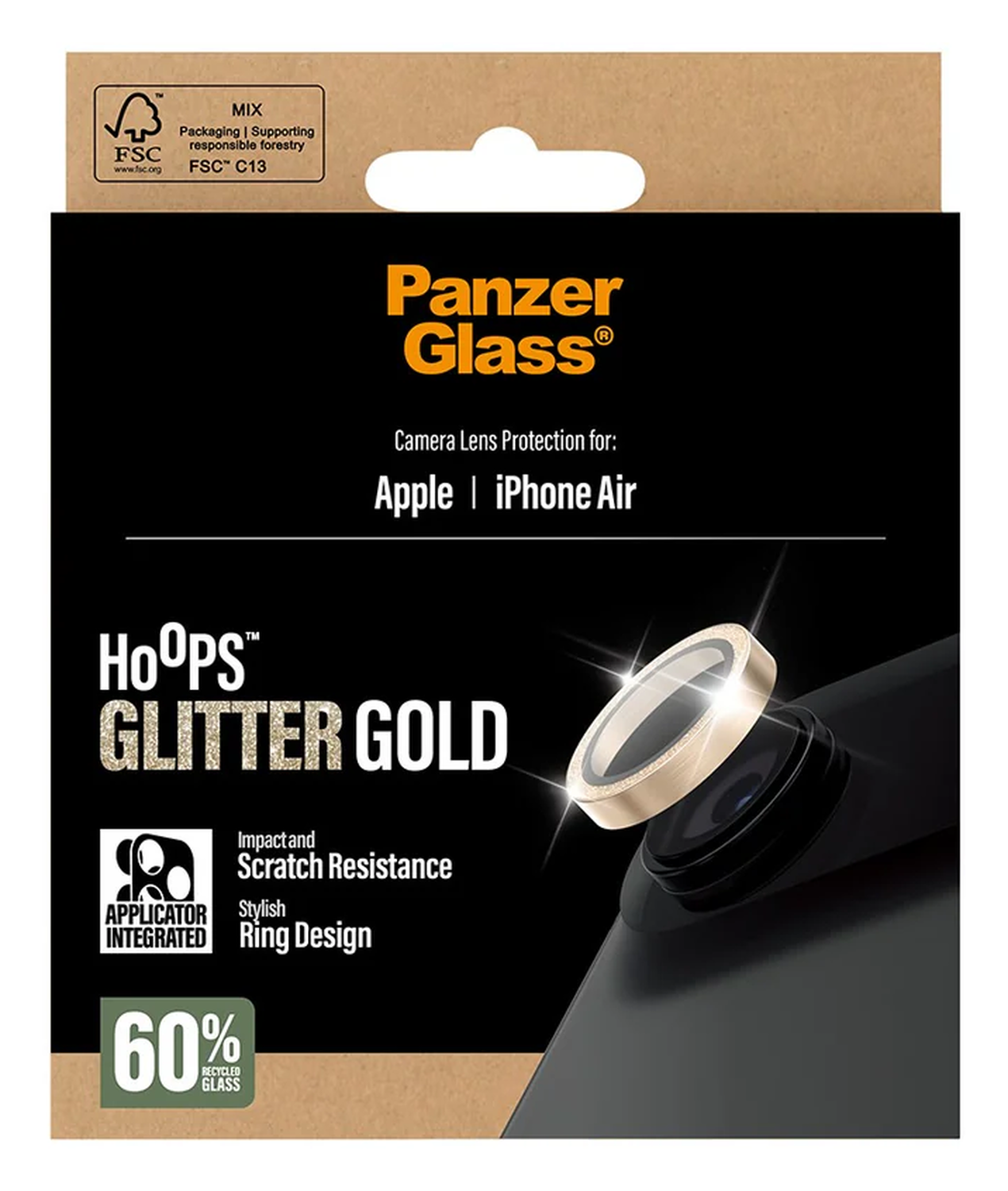 PanzerGlass Hoops Rings iPhone Air Camera Lens Protector Glas Glitter Goud afbeelding 5