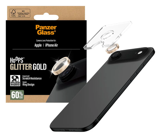 PanzerGlass Hoops Rings iPhone Air Camera Lens Protector Glas Glitter Goud afbeelding 2
