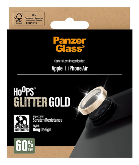 PanzerGlass Hoops Rings iPhone Air Camera Lens Protector Glas Glitter Goud afbeelding 5