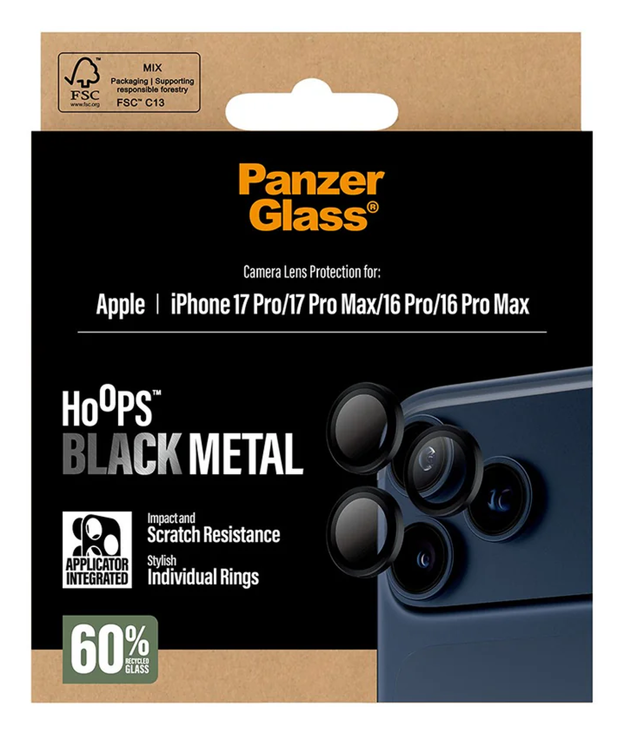 PanzerGlass Hoops Rings iPhone 17 Pro (Max) Camera Protector Glas Zwart afbeelding 5