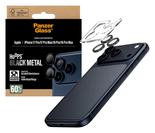 PanzerGlass Hoops Rings iPhone 17 Pro (Max) Camera Protector Glas Zwart afbeelding 1
