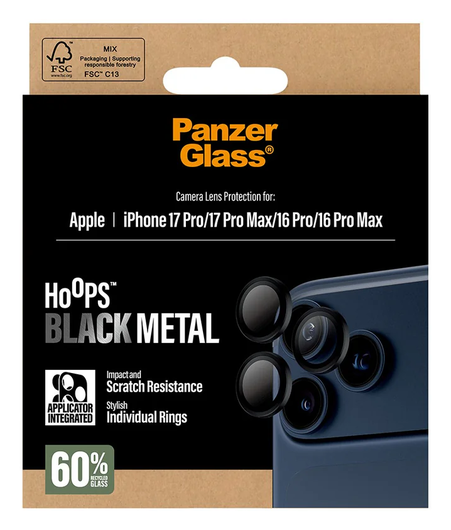 PanzerGlass Hoops Rings iPhone 17 Pro (Max) Camera Protector Glas Zwart afbeelding 5