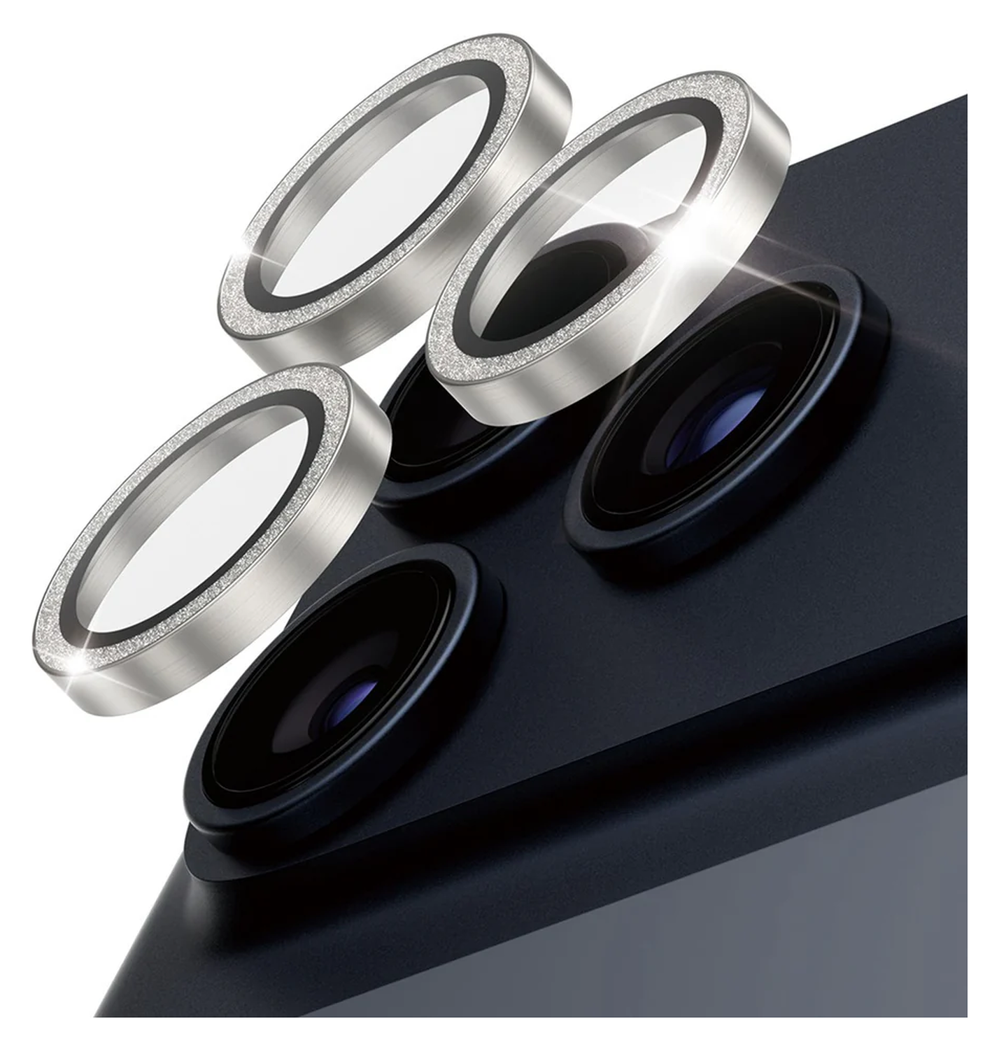 PanzerGlass Hoops Rings iPhone 17 Pro (Max) Camera Protector Glas Glitter Zilver afbeelding 2