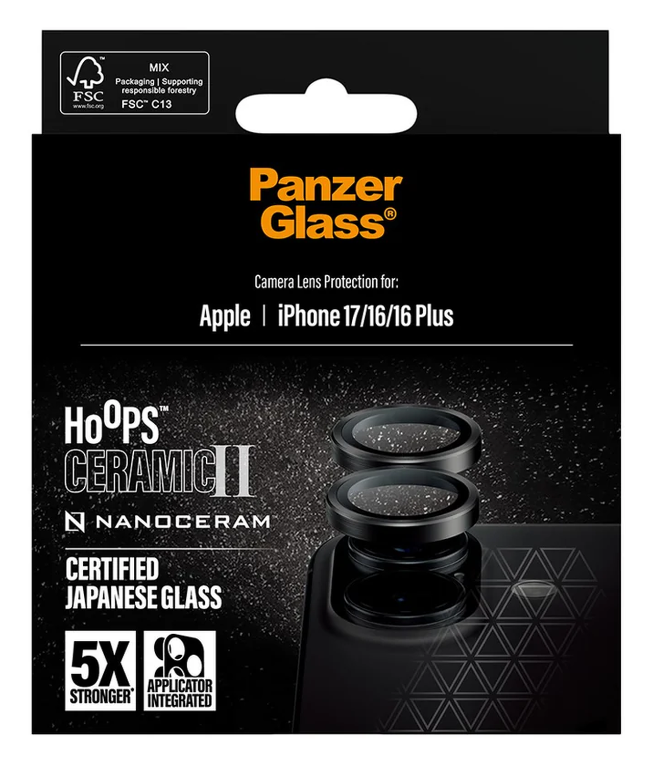 PanzerGlass Hoops Ceramic Apple iPhone 17 / 16 (Plus) Camera Lens Protector Glas afbeelding 5