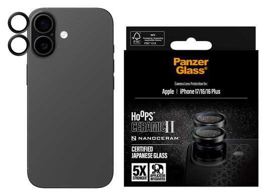 PanzerGlass Hoops Ceramic Apple iPhone 17 / 16 (Plus) Camera Lens Protector Glas afbeelding 4