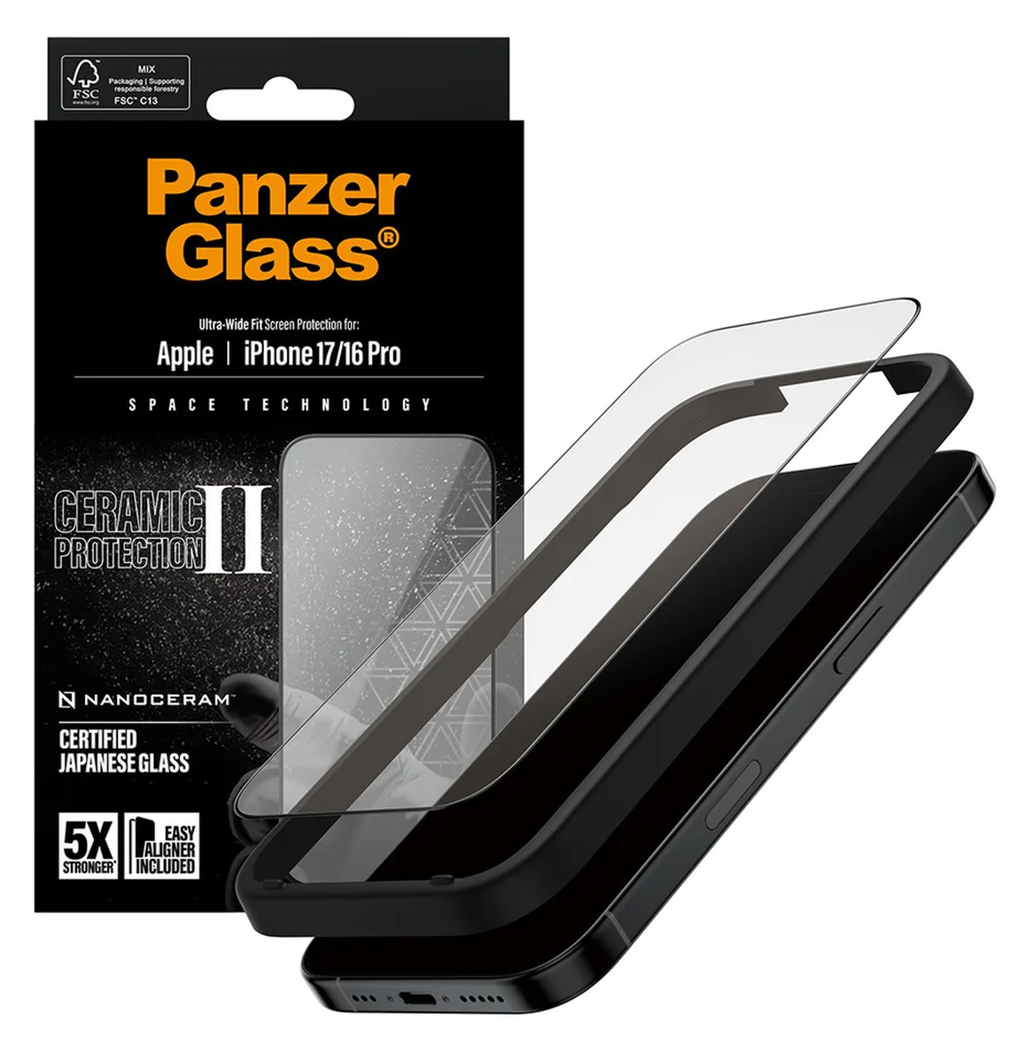 PanzerGlass Ceramic Ultra-Wide Fit iPhone 17 / 16 Pro Screen Protector afbeelding 1