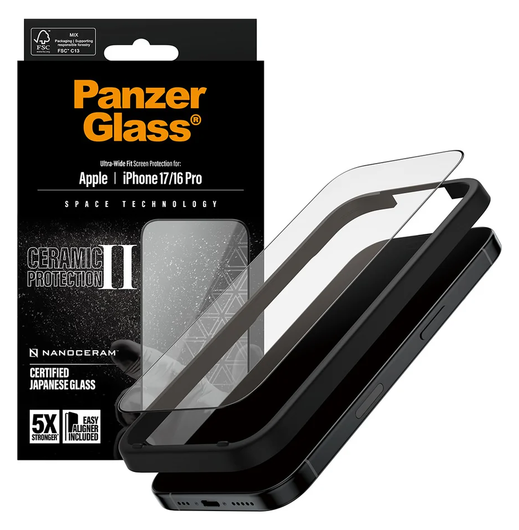 PanzerGlass Ceramic Ultra-Wide Fit iPhone 17 / 16 Pro Screen Protector afbeelding 1