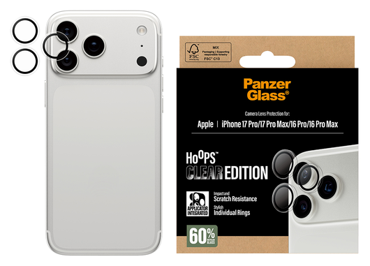 PanzerGlass Hoops Rings iPhone 17 Pro (Max) Camera Protector Glas Transparant afbeelding 1