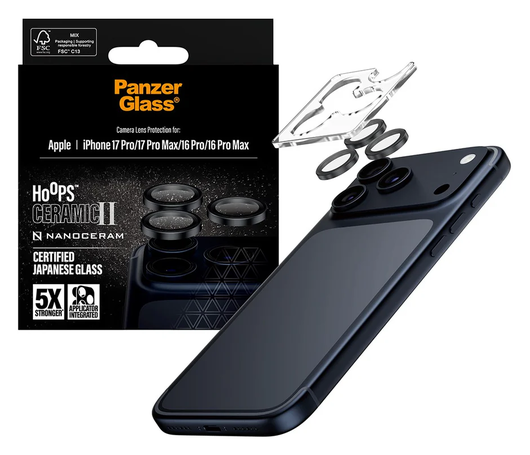 PanzerGlass Hoops Ceramic iPhone 17 Pro / 17 Pro Max Camera Lens Protector Glas afbeelding 1