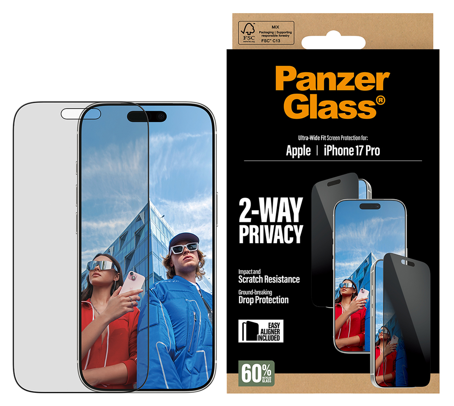 PanzerGlass Ultra-Wide iPhone 17 Pro Screen Protector Privacy Glass afbeelding 1