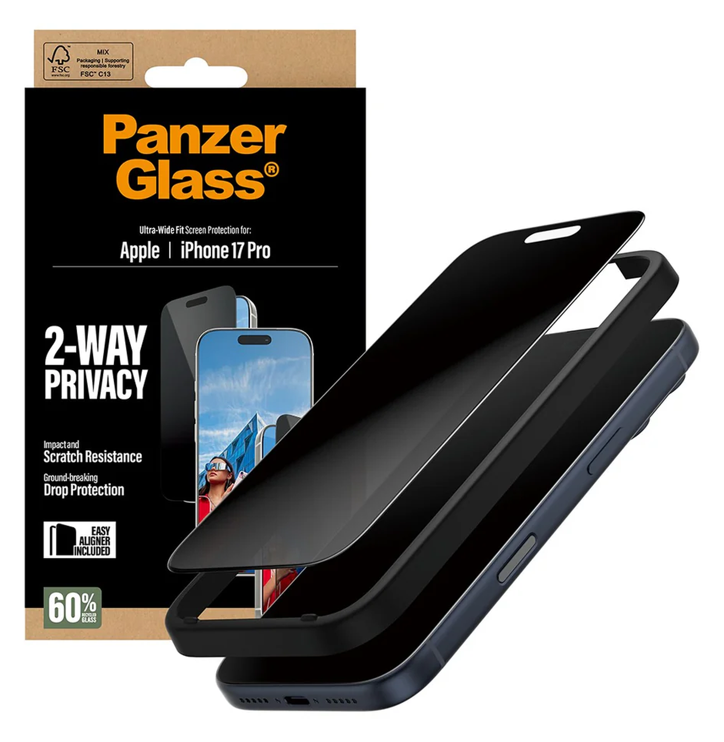 PanzerGlass Ultra-Wide iPhone 17 Pro Screen Protector Privacy Glass afbeelding 3