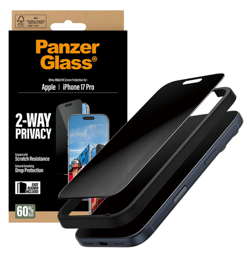 PanzerGlass Ultra-Wide iPhone 17 Pro Screen Protector Privacy Glass afbeelding 3