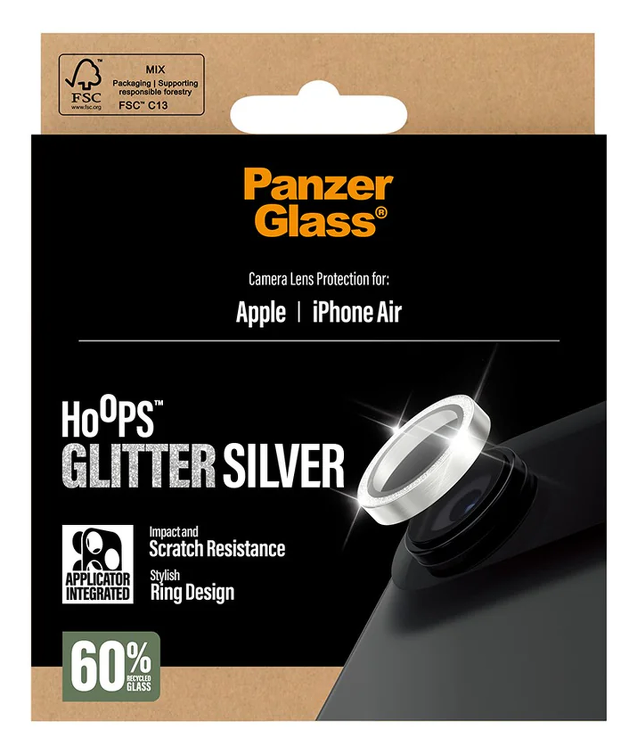 PanzerGlass Hoops Rings iPhone Air Camera Lens Protector Glas Glitter Zilver afbeelding 5