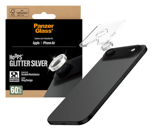 PanzerGlass Hoops Rings iPhone Air Camera Lens Protector Glas Glitter Zilver afbeelding 2