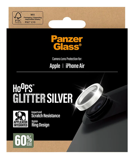 PanzerGlass Hoops Rings iPhone Air Camera Lens Protector Glas Glitter Zilver afbeelding 5