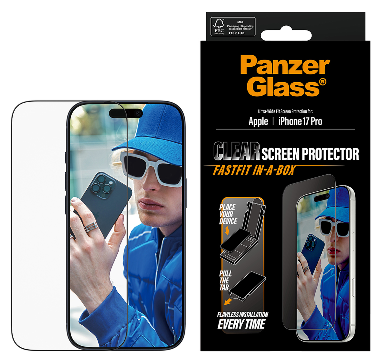 PanzerGlass Ultra-Wide Clear iPhone 17 Pro Screen Protector Tempered Glass afbeelding 1