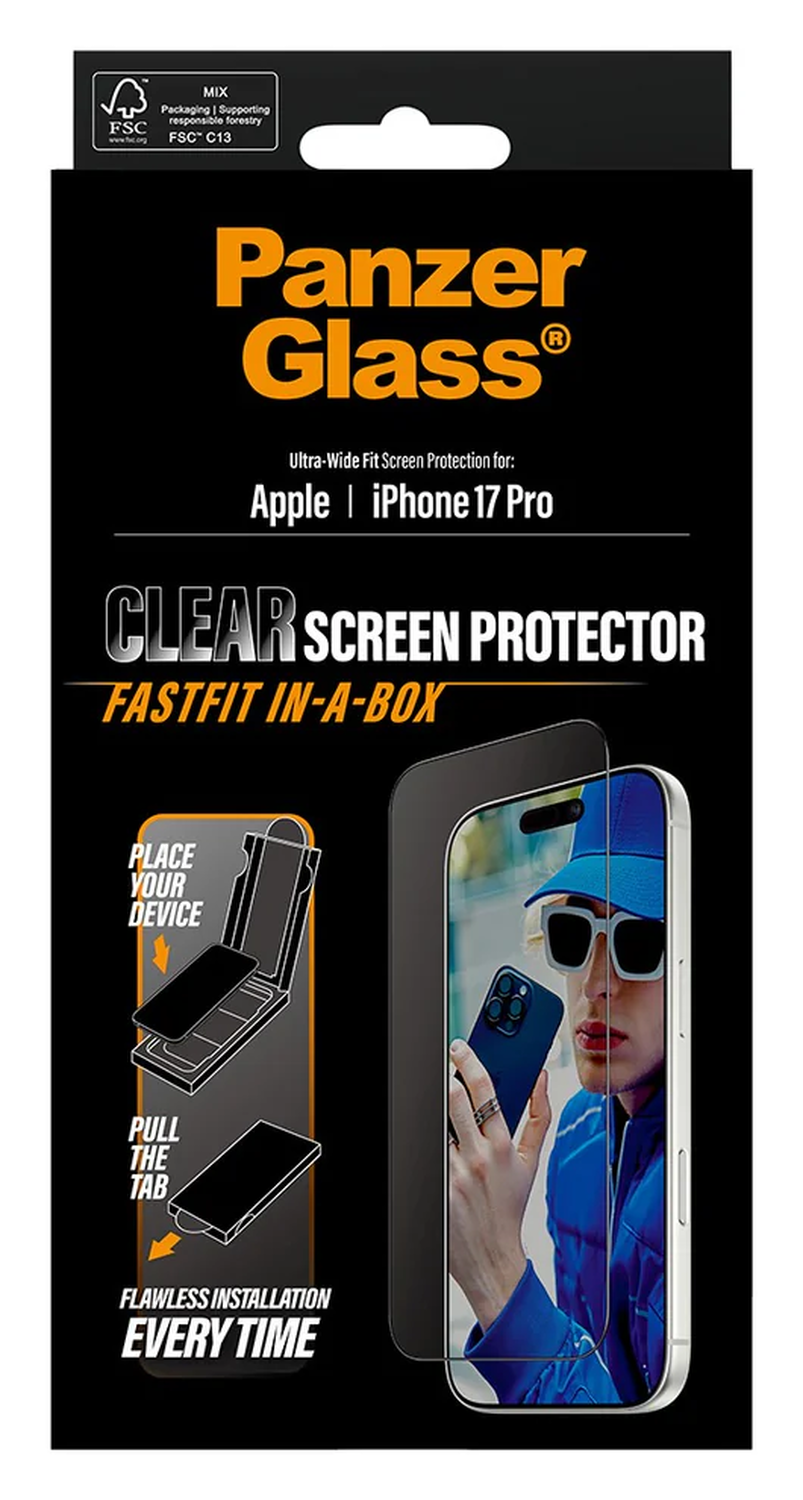 PanzerGlass Ultra-Wide Clear iPhone 17 Pro Screen Protector Tempered Glass afbeelding 5