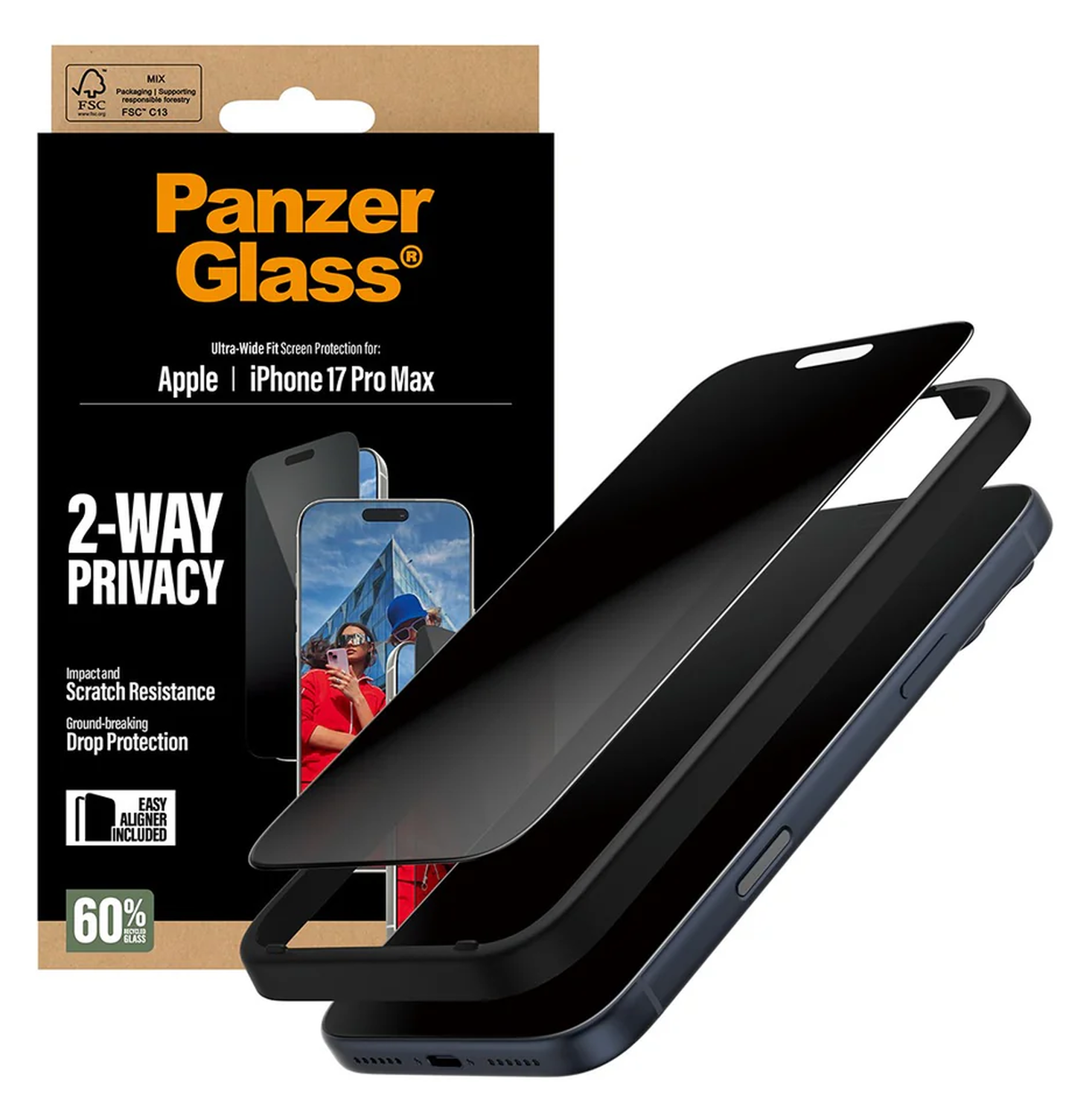 PanzerGlass Ultra-Wide iPhone 17 Pro Max Screen Protector Privacy Glass afbeelding 3