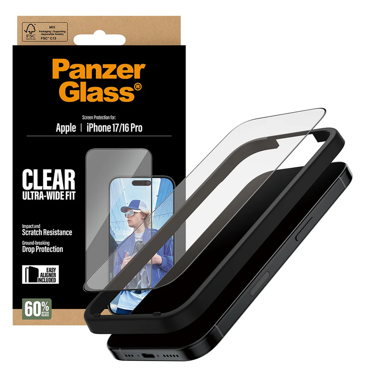 PanzerGlass Ultra-Wide iPhone 17 / 16 Pro Screen Protector Tempered Glass afbeelding 2