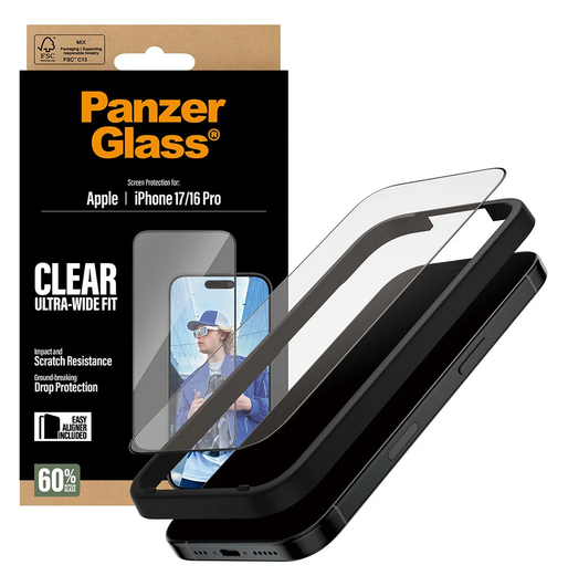 PanzerGlass Ultra-Wide iPhone 17 / 16 Pro Screen Protector Tempered Glass afbeelding 2