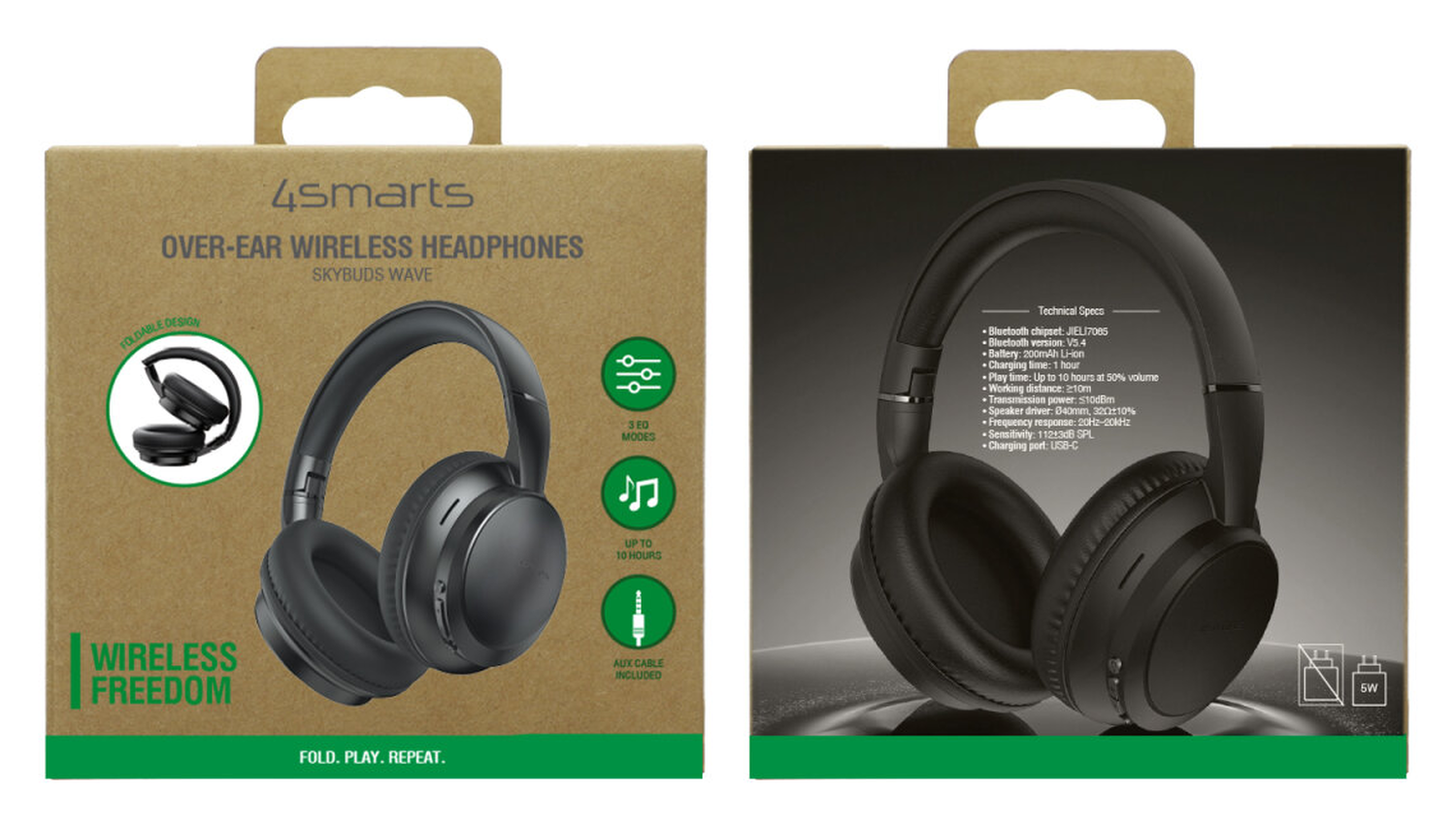 4smarts SkyBuds Wave Over-Ear Draadloze Bluetooth Koptelefoon Zwart afbeelding 11
