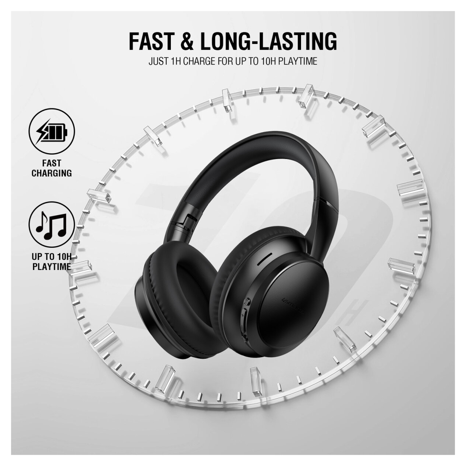 4smarts SkyBuds Wave Over-Ear Draadloze Bluetooth Koptelefoon Zwart afbeelding 6
