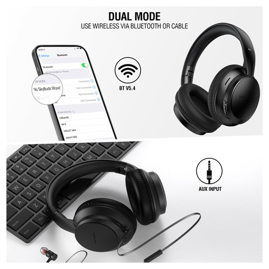 4smarts SkyBuds Wave Over-Ear Draadloze Bluetooth Koptelefoon Zwart afbeelding 7