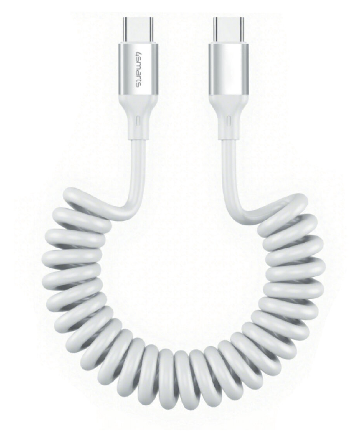 4smarts USB-C naar USB-C Krulsnoer Kabel 240W Power Delivery 50CM Wit afbeelding 1