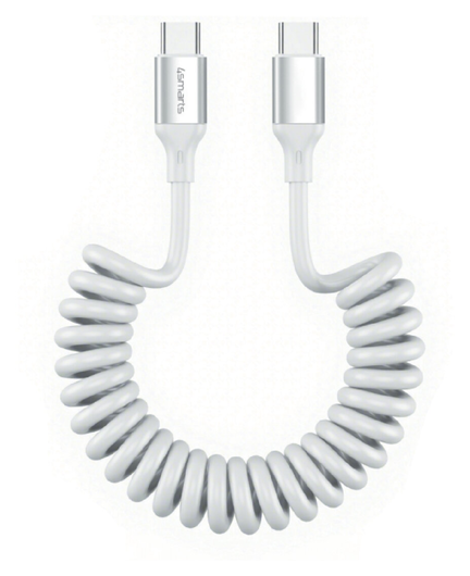 4smarts USB-C naar USB-C Krulsnoer Kabel 240W Power Delivery 50CM Wit afbeelding 1