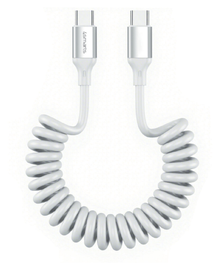 4smarts USB-C naar USB-C Krulsnoer Kabel 240W Power Delivery 50CM Wit