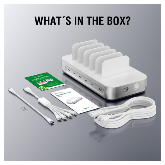 4Smarts Team 100W Laadstation 5x USB-C 1x USB-A Oplader Zilver afbeelding 8